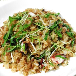 たこ入り水菜とひき肉のチャーハン♪